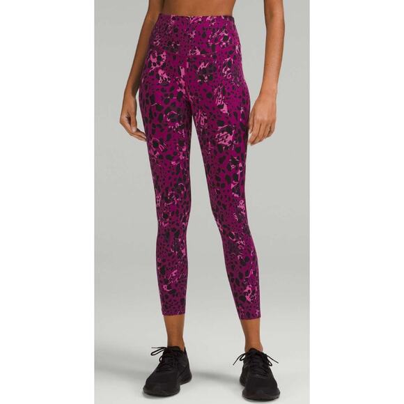 lululemon athletica Pants - Lululemon Base Pace High Rise Running Tight 25" Cheetah Camo Magenta Purple 12